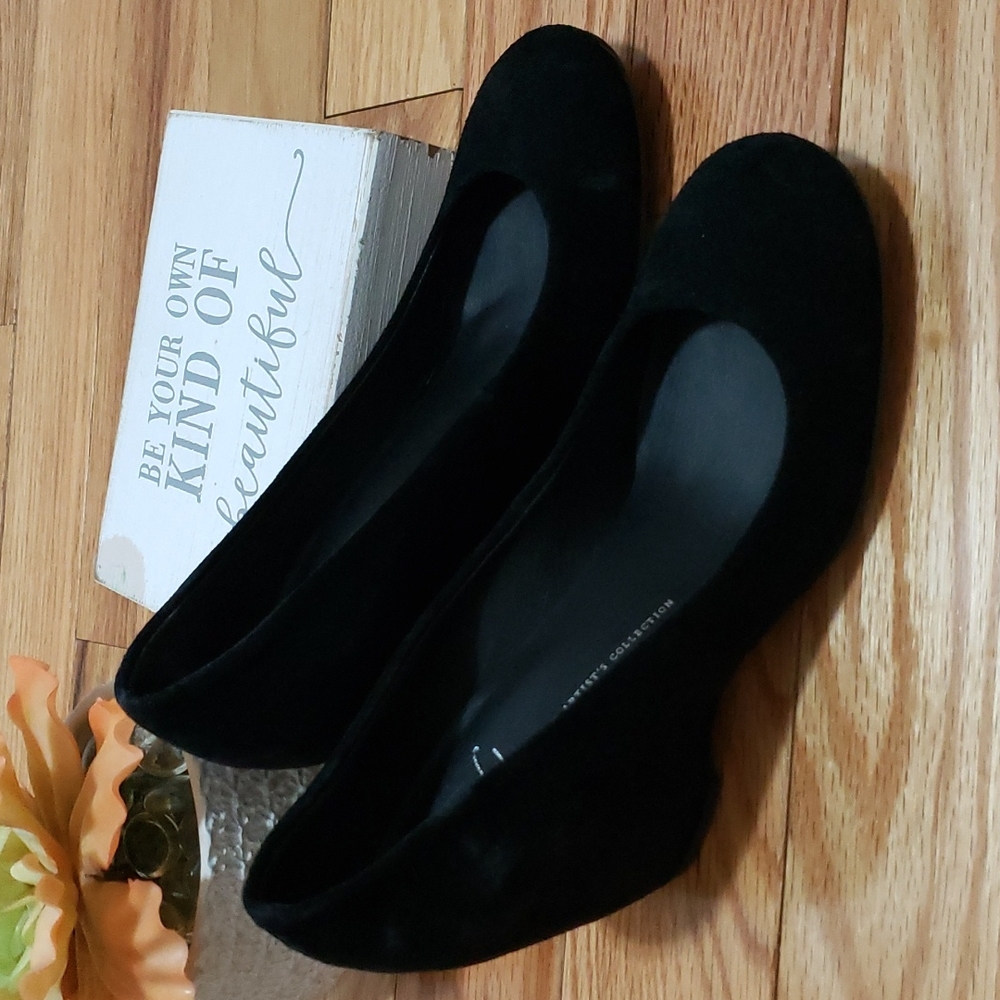 Franco Sarto Black Suede Wedge Shoes